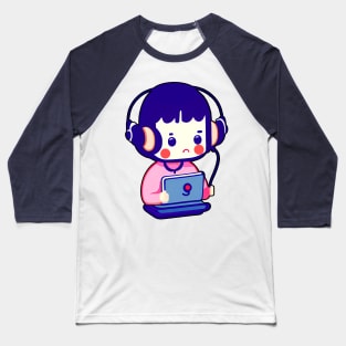 Cute Call Center Girl Baseball T-Shirt